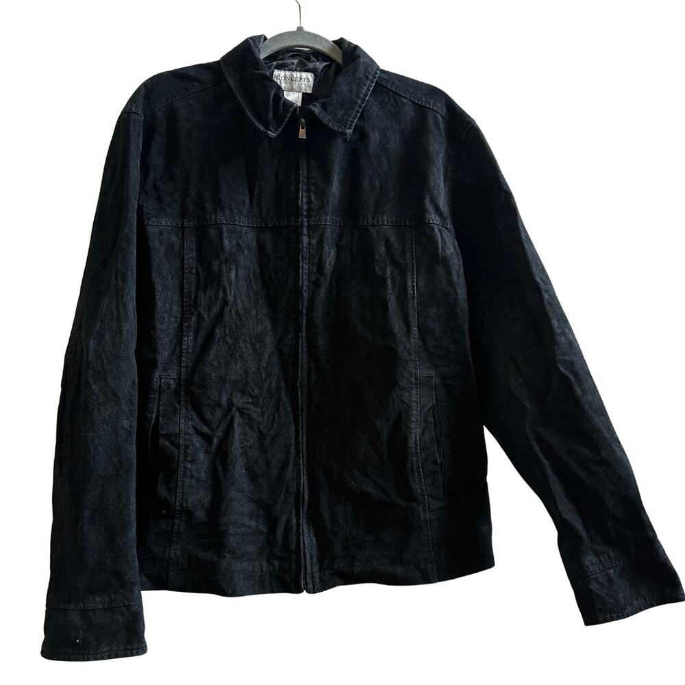 Concepts Black Pig Suede Leather Zip Jacket Size Large